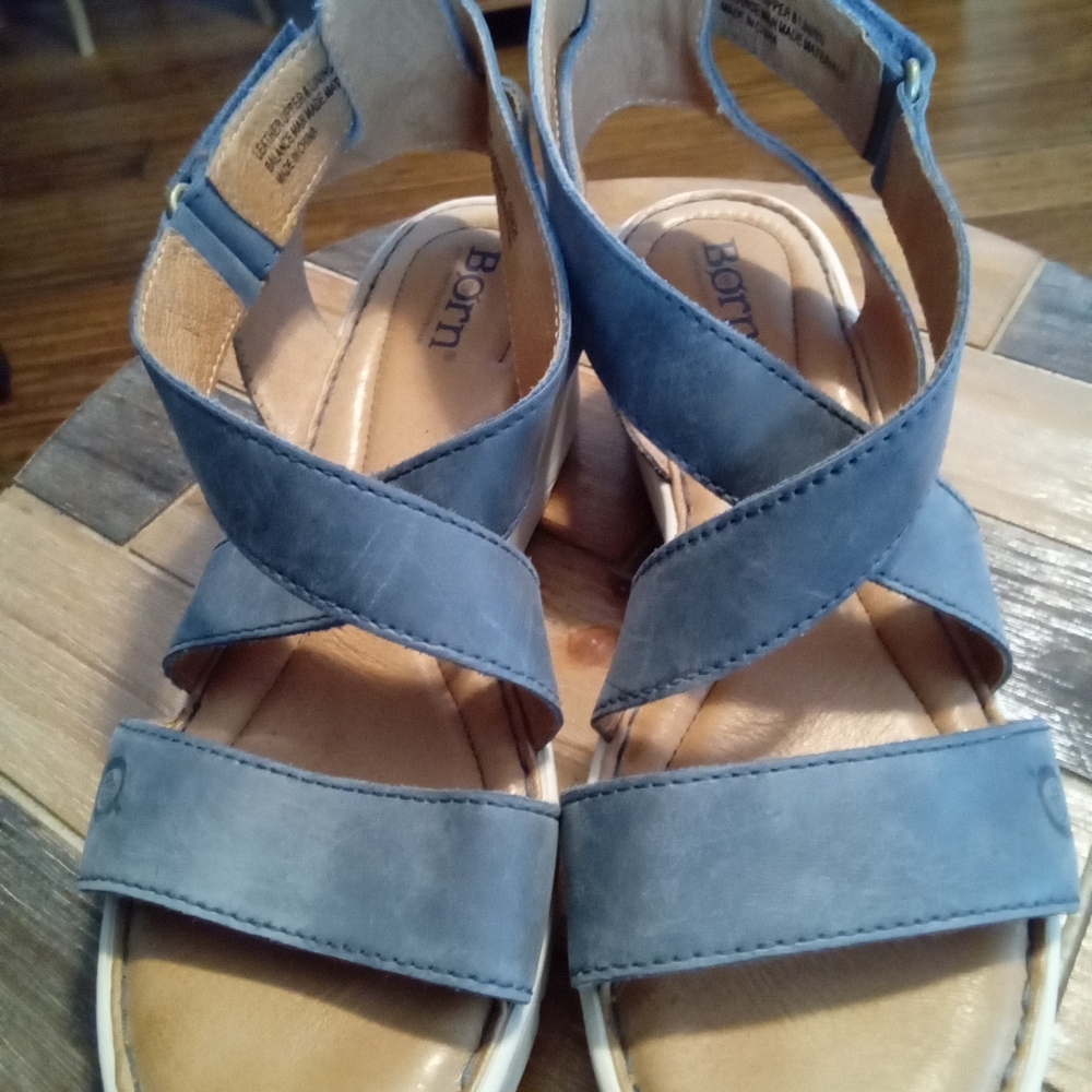 Born Women's Blue Kasady Leather Sandals Size 8